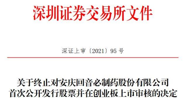 安庆回音必制药股份有限公司终止创业板IPO